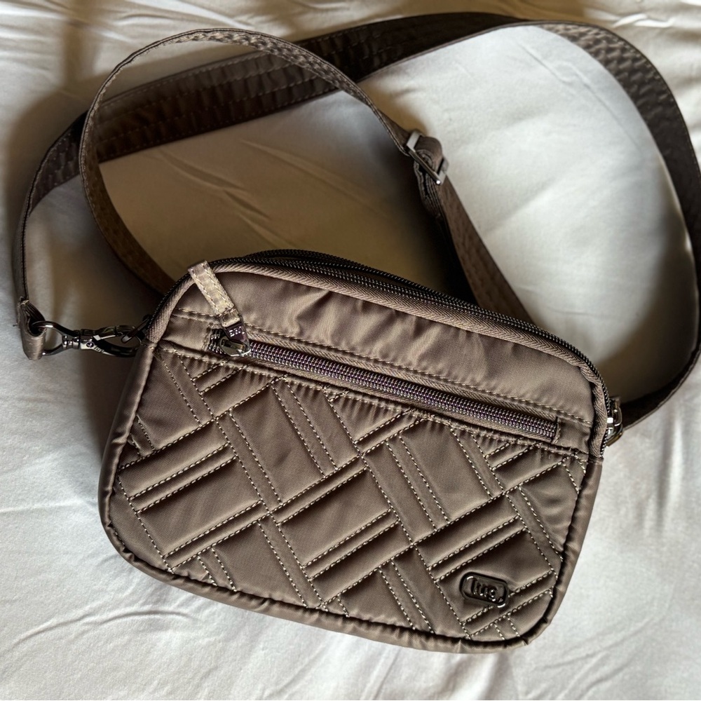 Lug Quilted Crossbody Bag in Taupe